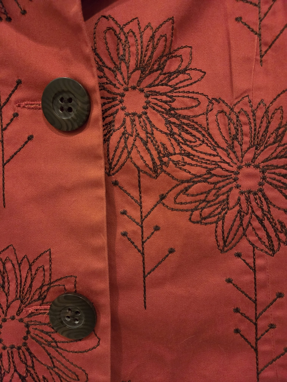 Rust Floral Cropped Jacket - Picture 3 of 5